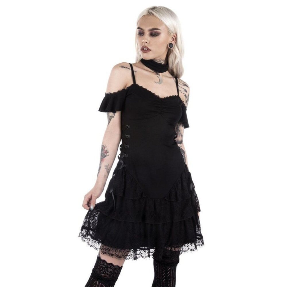 Killstar Black Gothic Lace Mini Dress